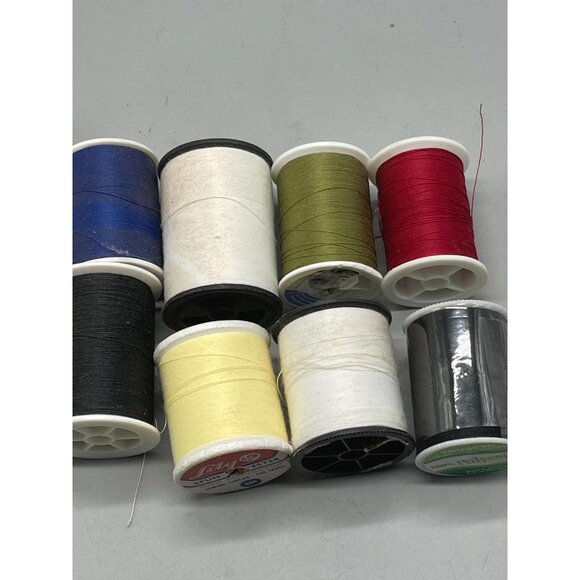 10 spools of polyester thread  varying colors red blue and sizes READ see photos - Picture 6 of 6